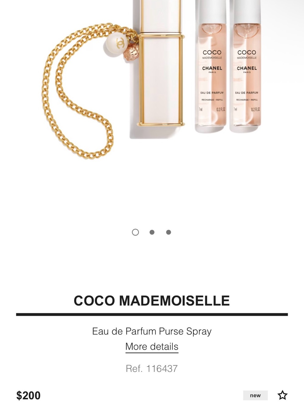 CHANEL Coco Mademoiselle Purse Spray in White & Gold with Pink Vials